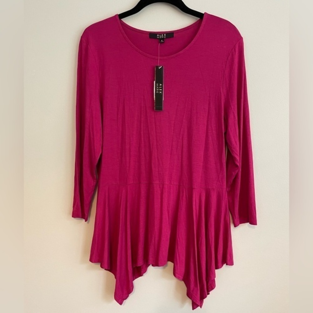 Alex Marie Women’s Marsha Knit Top Blouse Shirt Berry Pink Medium 3/4 Sleeve NWT